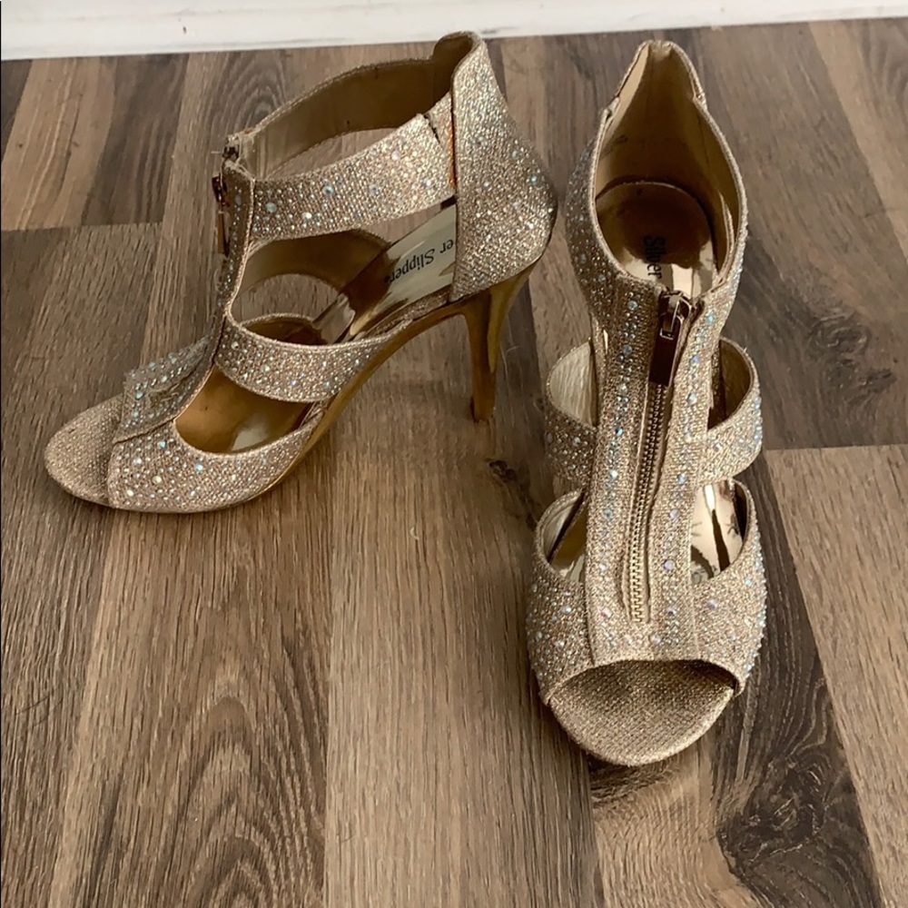Silver slipper size 8 gold heels
